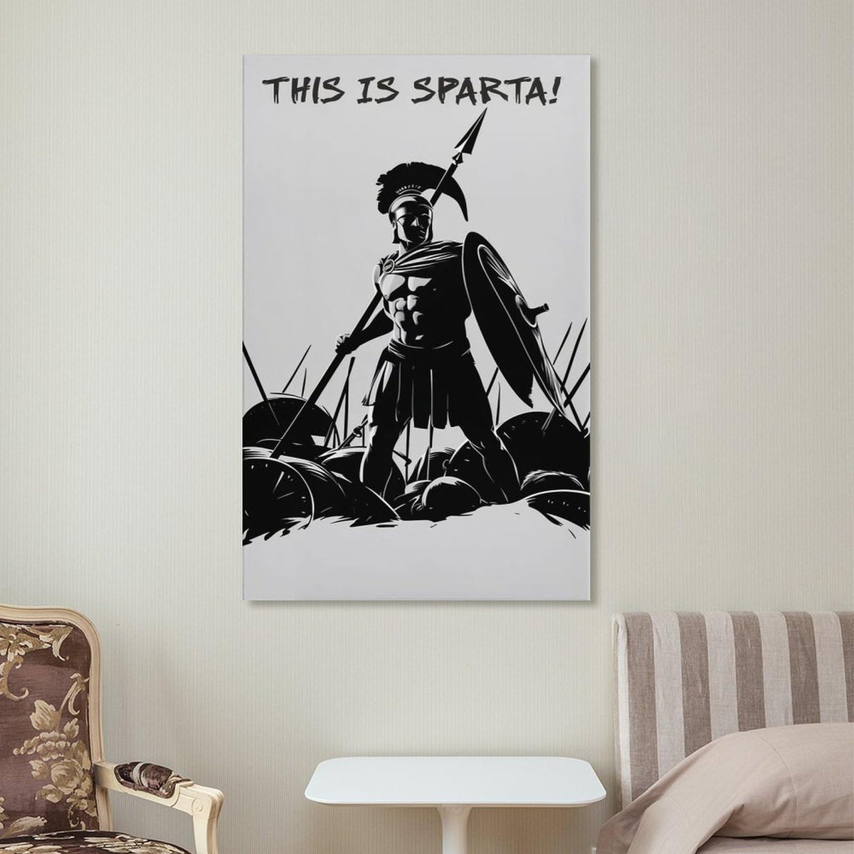 This Is Sparta Warrior Silhouette Canvas Printing Wall Art Prints Wall Decor Posters Monochrome Minimalist Greek Soldier Living Room Bedroom Office Gym Aesthetic 24x36inch (style-6 / 24x36inch(60x90cm) Unframe)