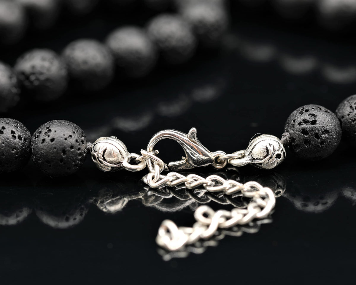 Natural Lava Stone Beaded Choker Necklace (Lava Stone / 34 Inches)