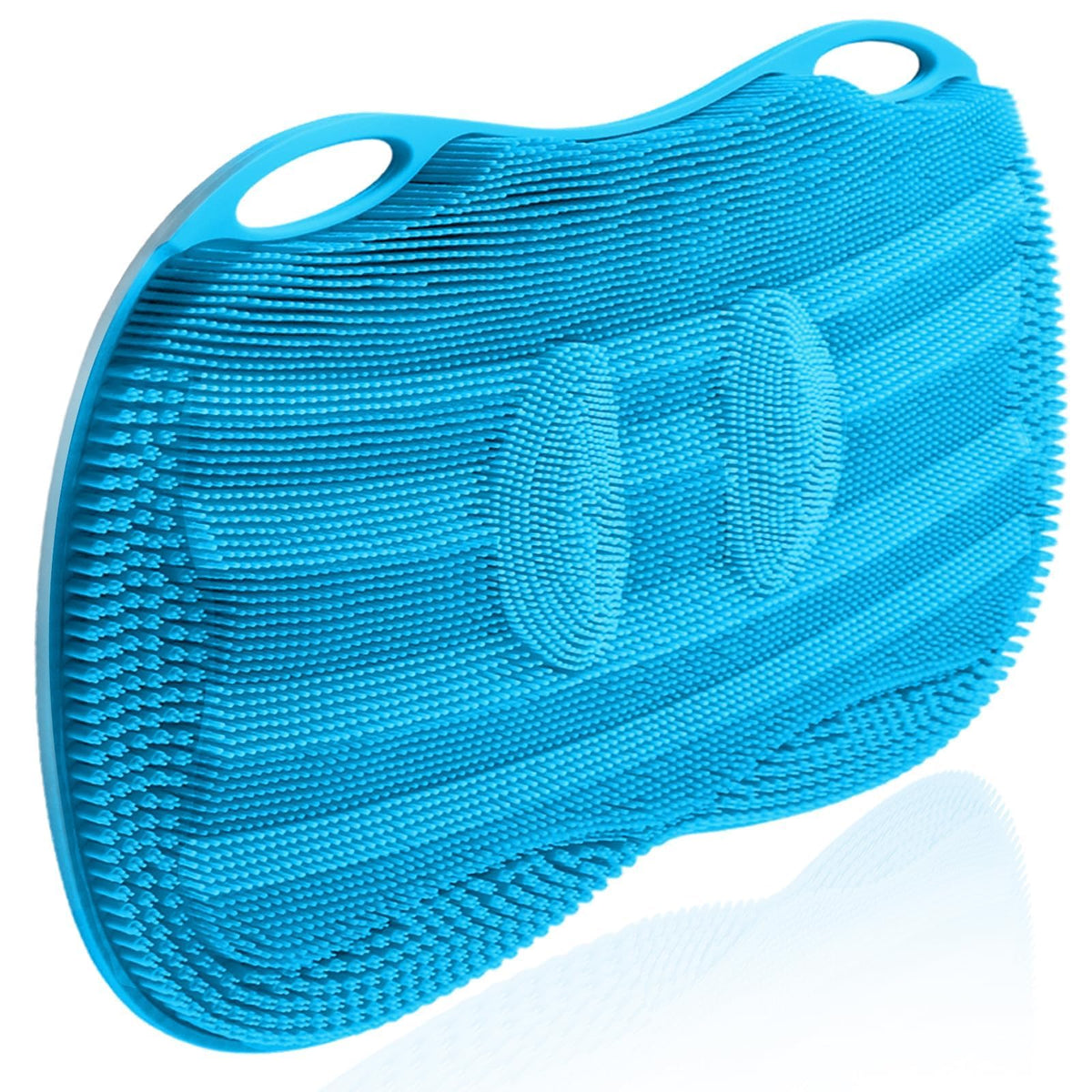 Silicone Shower Foot Scrubber Mat with Non Slip Suction Cups (Blue)