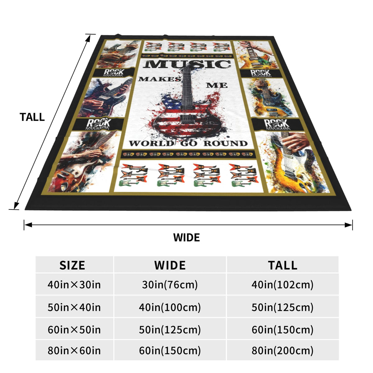 Guitar Fleece Blanket Musical Instrument Gifts Room Decor 50"x60" (Guitar / 50"X60")
