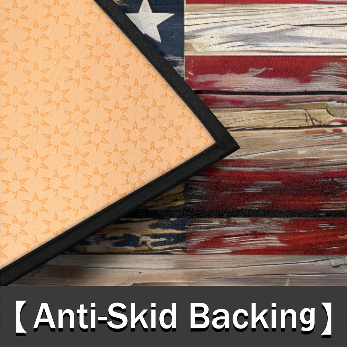 Old Wooden American Flag Half Round Door Mat Indoor Entrance Low Pile Non Slip Absorbent Semi Circle Welcome Mats Doormats 36x24 in Floor Mats for Home Kitchen (Old Wooden American Flag)