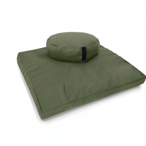 Round Zafu & Zabuton Yoga Meditation Cushion Set (Cactus - Hemp / Round Combo)