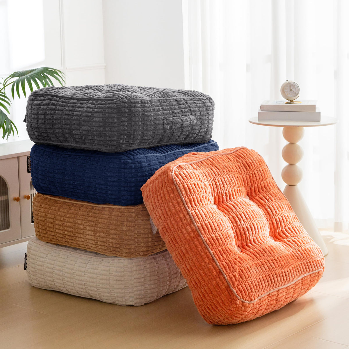 8" Floor Pillow Cushion for Adults (Square Navy / 8" Thick(Pack of 1))
