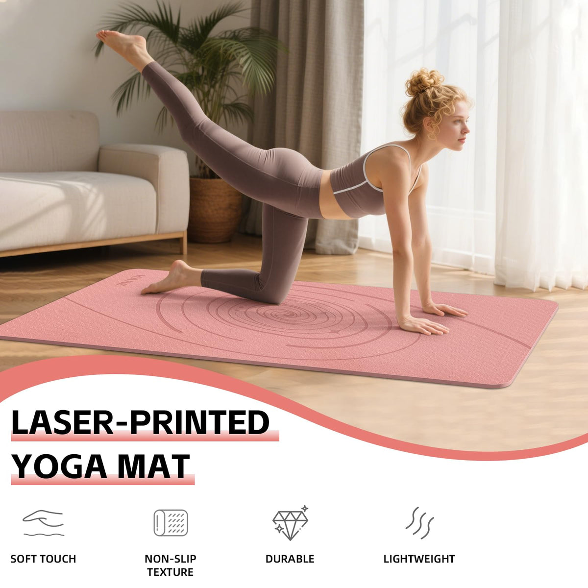 Large Yoga Mat Thick (Peach pink)