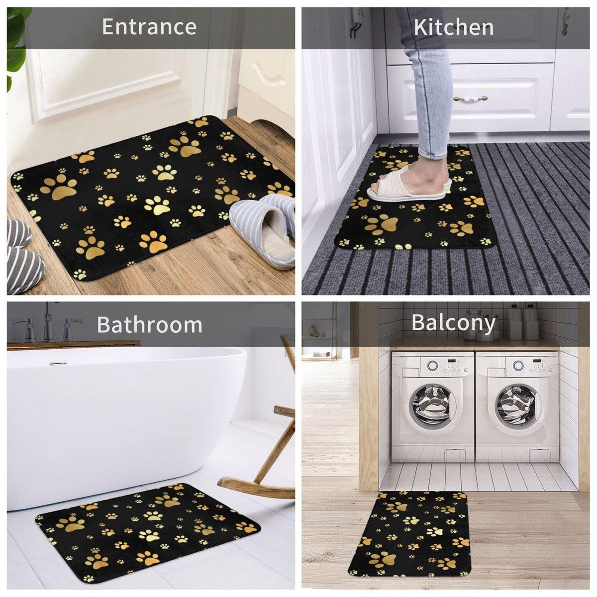 Dog Gold Paw Prints Bath Mat Non (1'4" x 1'11" (Rectangular) / Dog Gold Paw Prints)