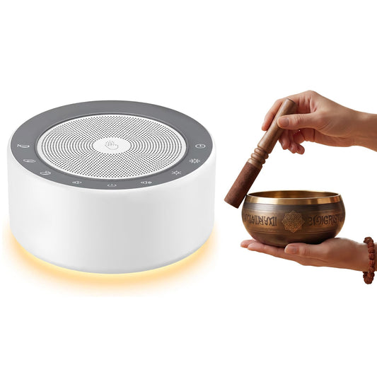 Tibetan Meditation Singing Bowl Sound Machine (White)