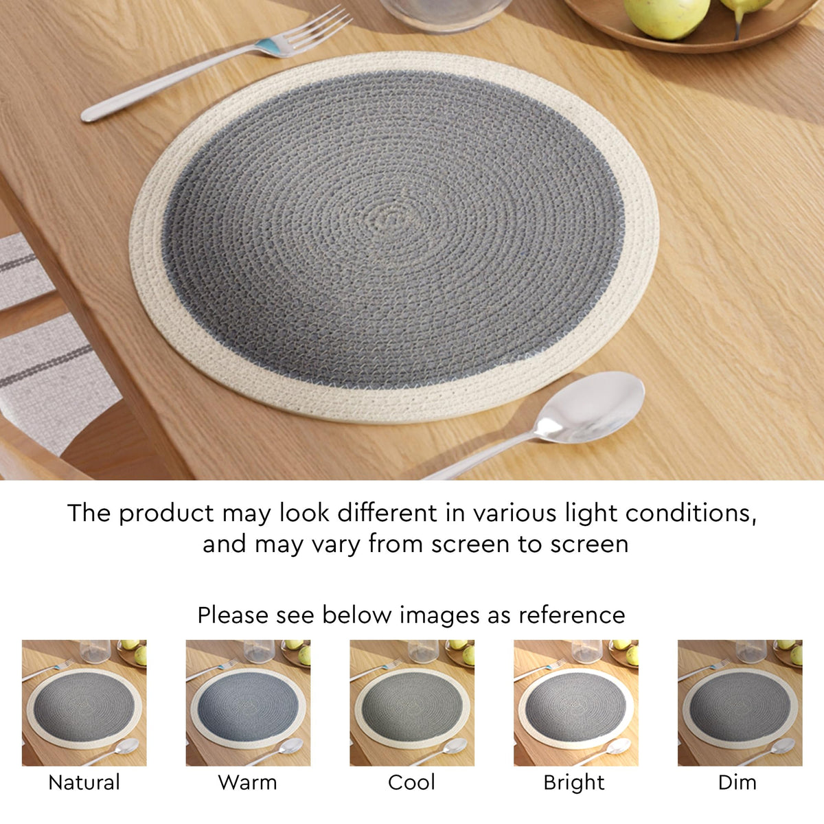 Dining Placemats (Light Grey & Off White / 13" (Set of 4))