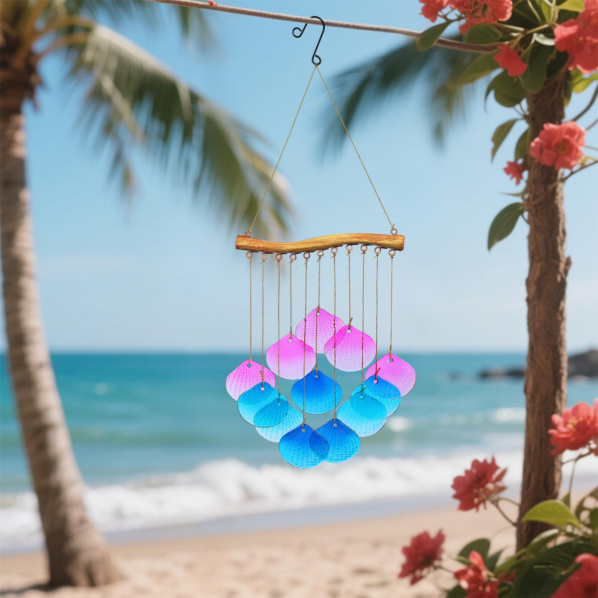 Glass Shell Wind Chimes for Outdoor Decor