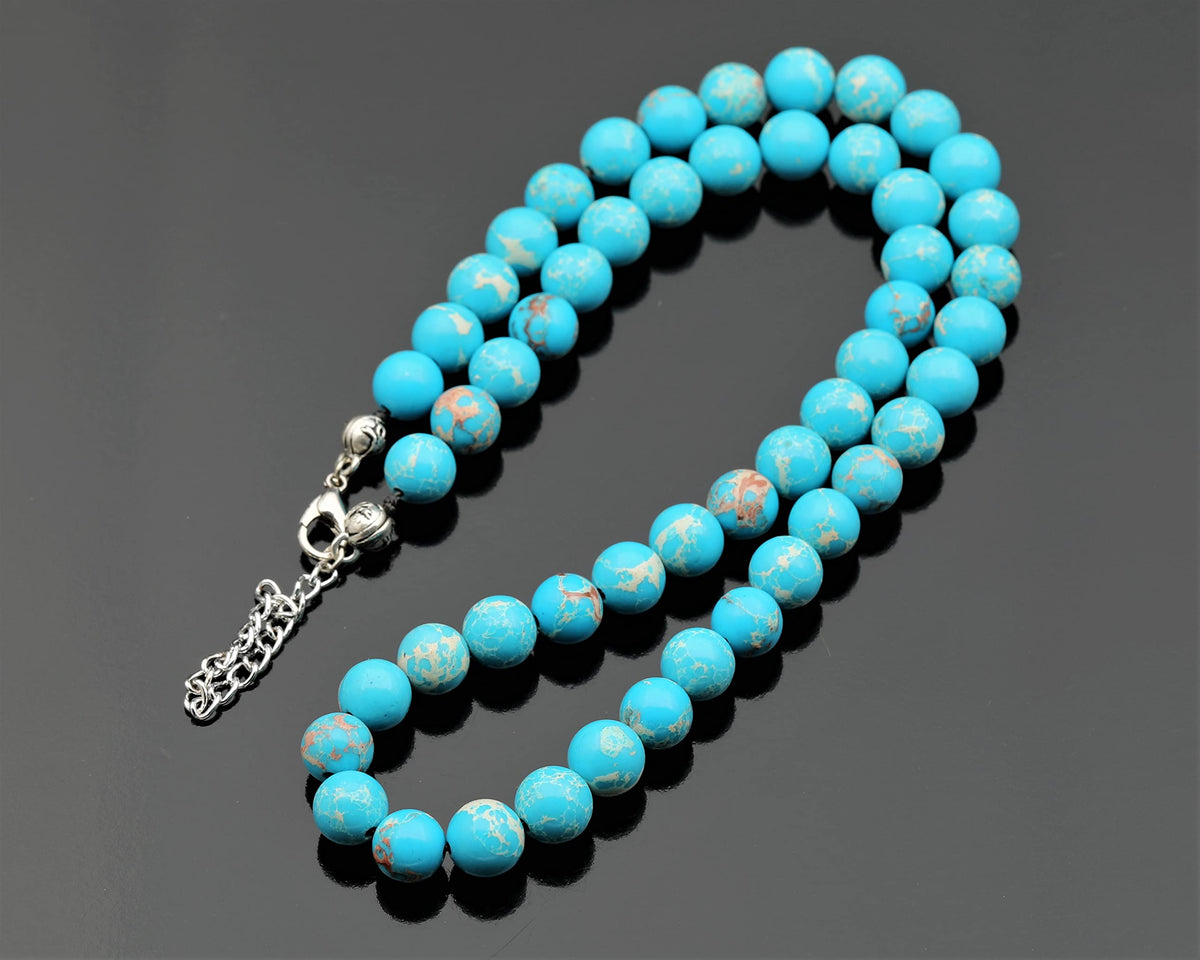 Natural Blue Imperial Jasper Beaded Choker Necklace (Blue Imperial Jasper / 16 Inches)
