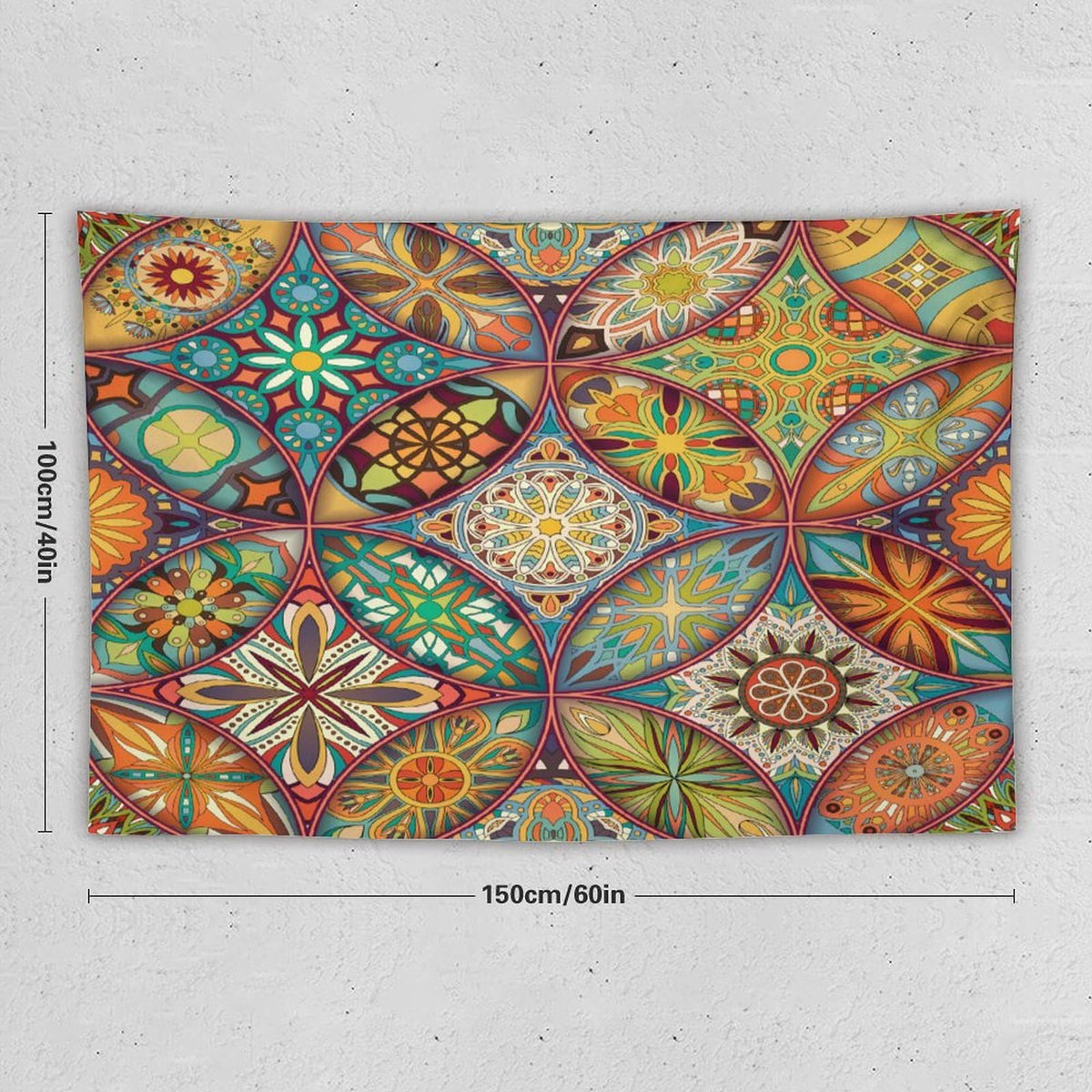 Boho Floral Tapestry Wall Hanging Colorful Bohemian Mandala Tapestries Home Decor for Living Room Bedroom Apartment Farmhouse Dorm 40"x60" (40"L x 60"W / Mandala-20)