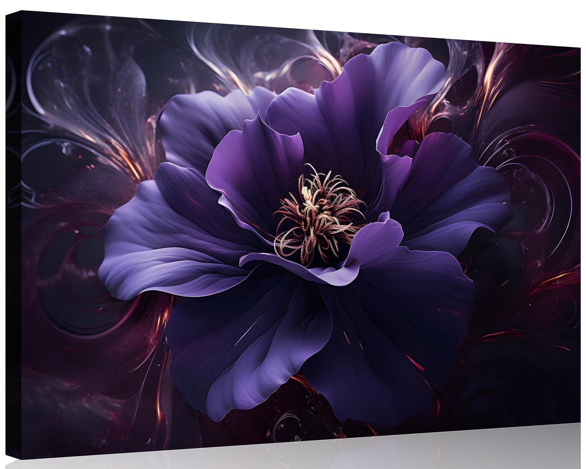 1 Panel Purple Picture Wall Art Purple Canvas Wall Art Flower Pictures Abstract Flower Print on Canvas Flowers Art for Bedroom Home Decor Living Room Stretched and Framed 24x36 inch (36"L x 24"W / Purple Flower 6)