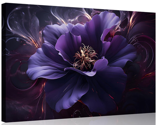 1 Panel Purple Picture Wall Art Purple Canvas Wall Art Flower Pictures Abstract Flower Print on Canvas Flowers Art for Bedroom Home Decor Living Room Stretched and Framed 24x36 inch (36"L x 24"W / Purple Flower 6)