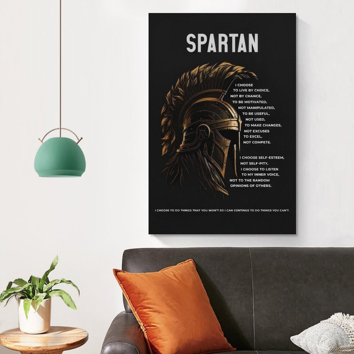 Spartan Quote Motivational Room Aesthetic Canvas Printing Wall Art Prints Wall Decor Posters Black Gold Warrior Helmet Philosophy Modern Home Bedroom Office Gym Decoration 16x24inch (style-18 / 16x24inch(40x60cm) Unframe)
