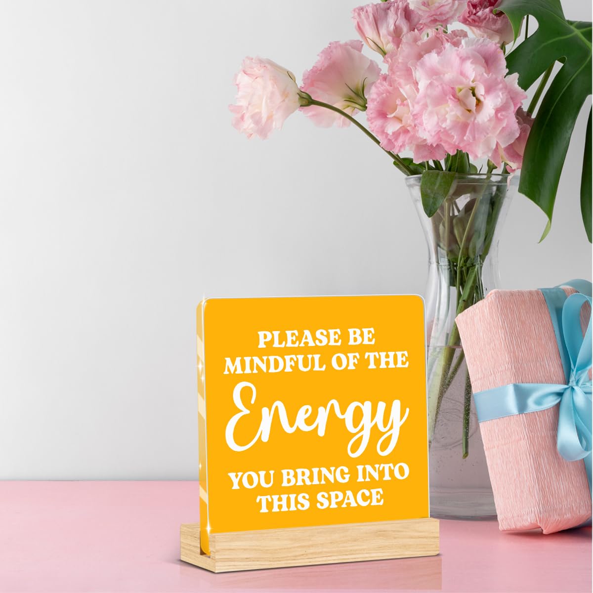 Yellow Room Decor Zee Decor Spiritual Acrylic Motivational Gifts (Yellow Please Be Mindful Of The Energy You Bring Into This Space)