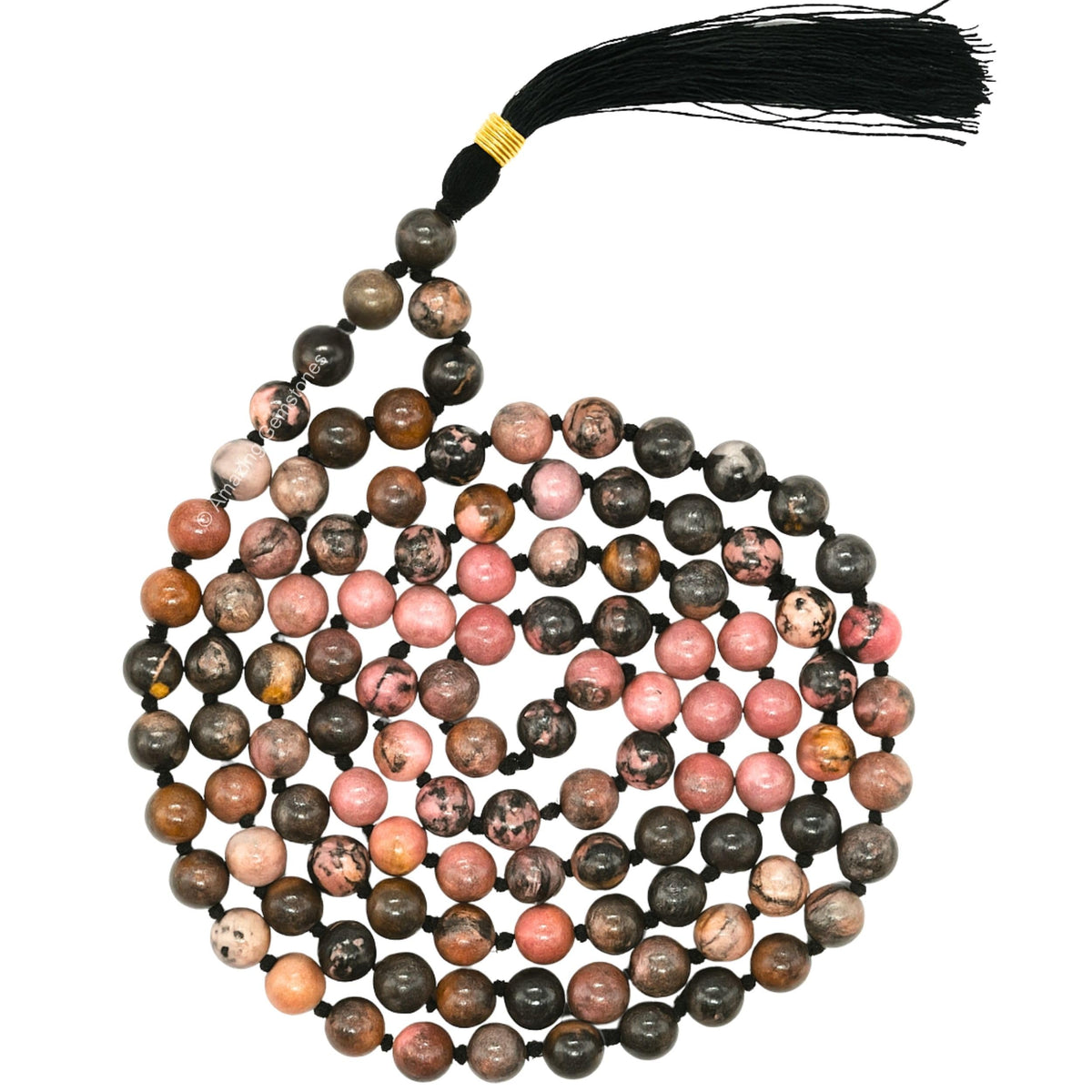 Rhodonite Mala Beads (Rhodonite / Knotted)