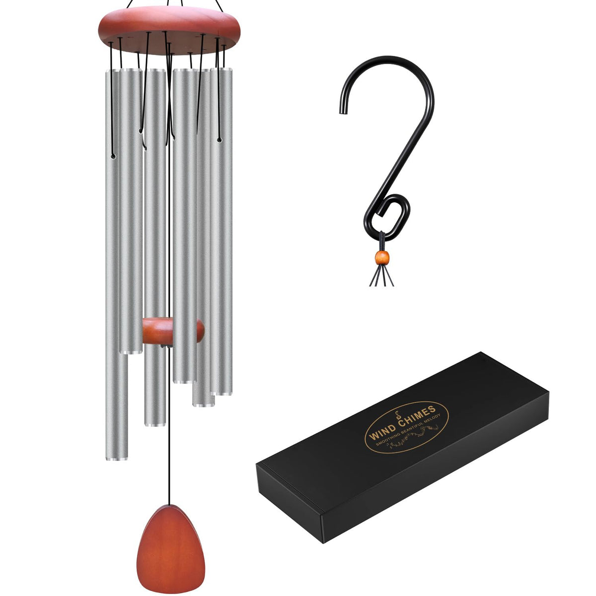 Aluminium Wind Chimes Outside (Light gray wind chime -36“)