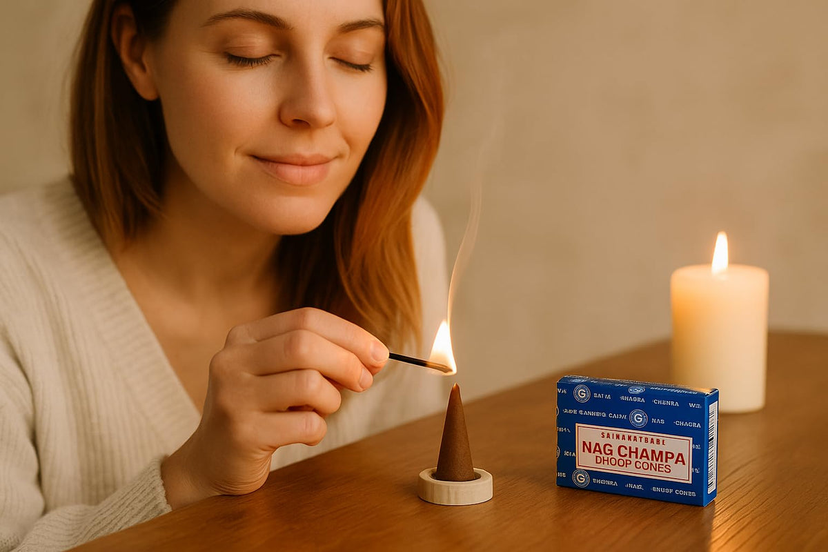 Sai Baba Nag Champa dhoop Cones incienso 6 Pack (1 / Nag Champa)