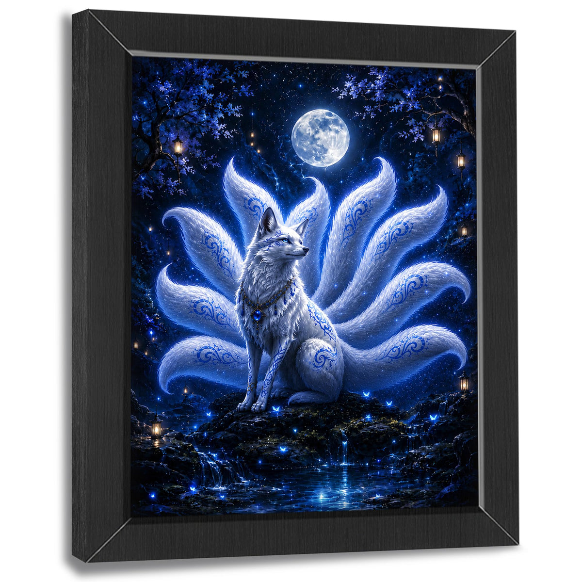 Nine Tailed Fox Decor Wall Art (Wall Art Framed 22 / 24"L x 16"W)