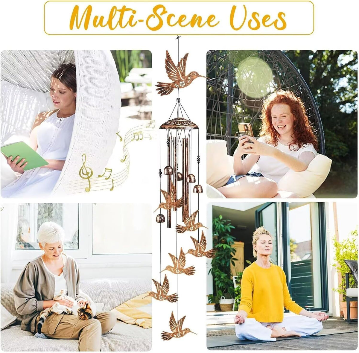 Hummingbird Wind Chimes for Outside (Hummingbird)