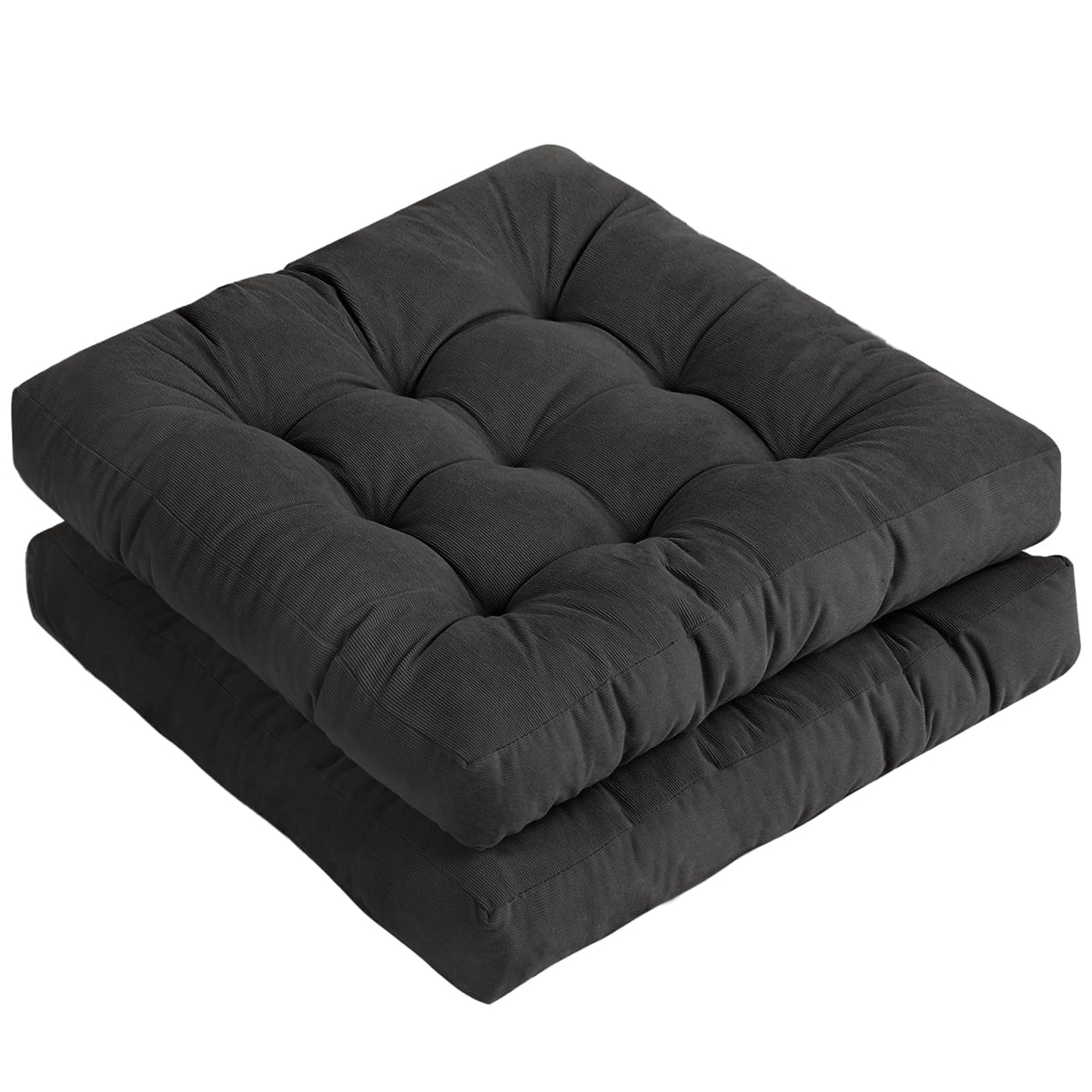 22 Inch Square Floor Cushions (Square|black / 2 Count (Pack of 1))