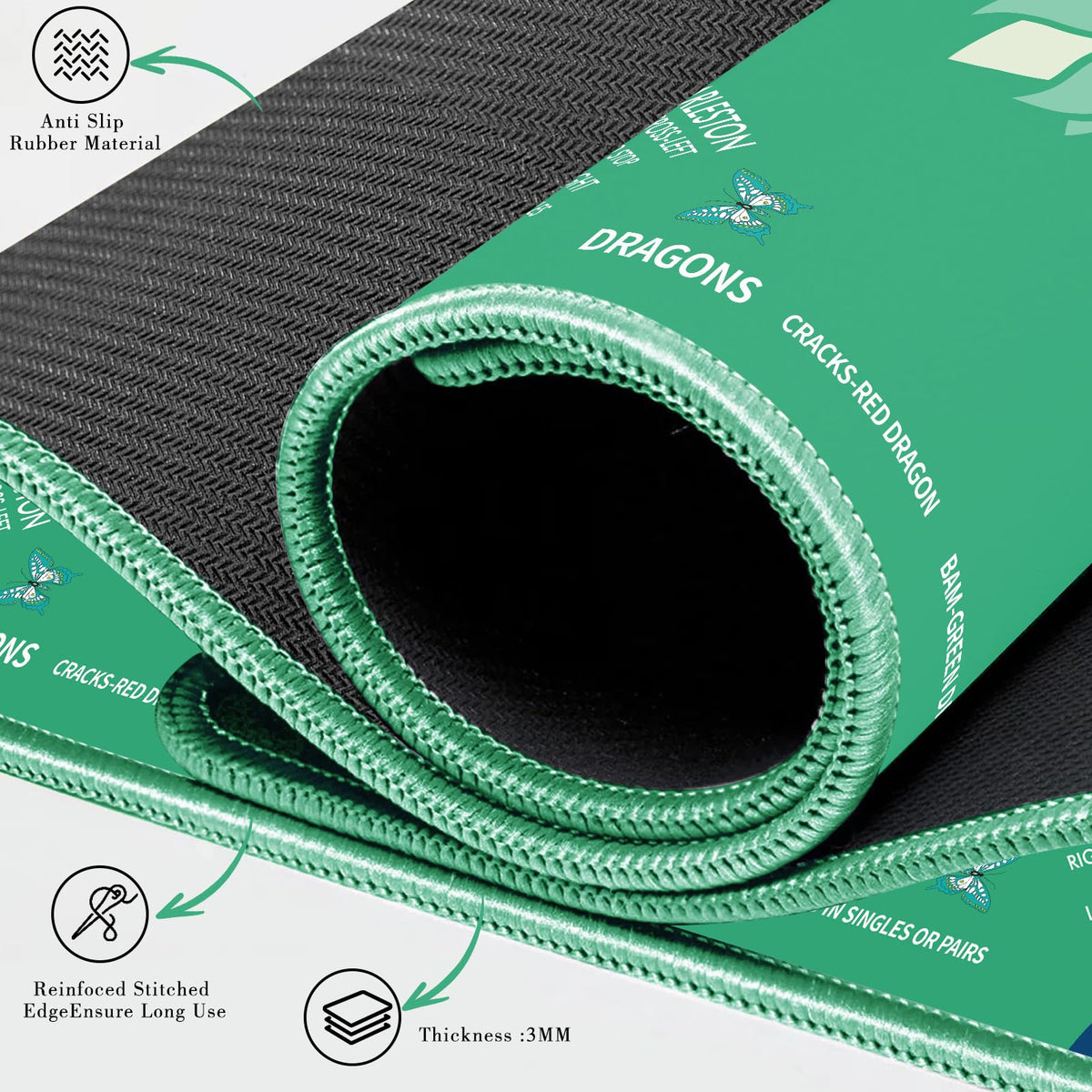 Mahjong Mat with Lotus & Butterfly Pattern (Light Green)