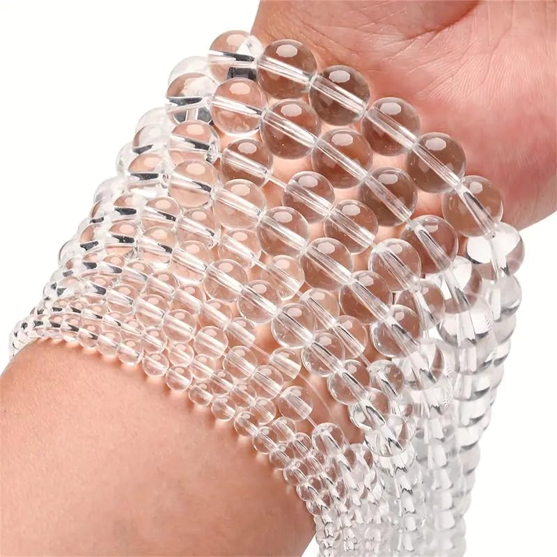 116 Pcs Clear Quartz Beads for Jewelry Making 6 MM Clear Quartz Gemstones Loose Stone Beads (Clear Quartz / 6MM, 116-120pcs)