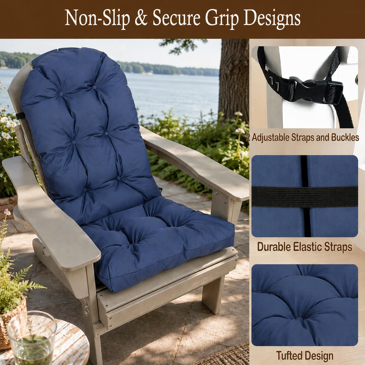 Outdoor Adirondack Chair Cushion (Navy)