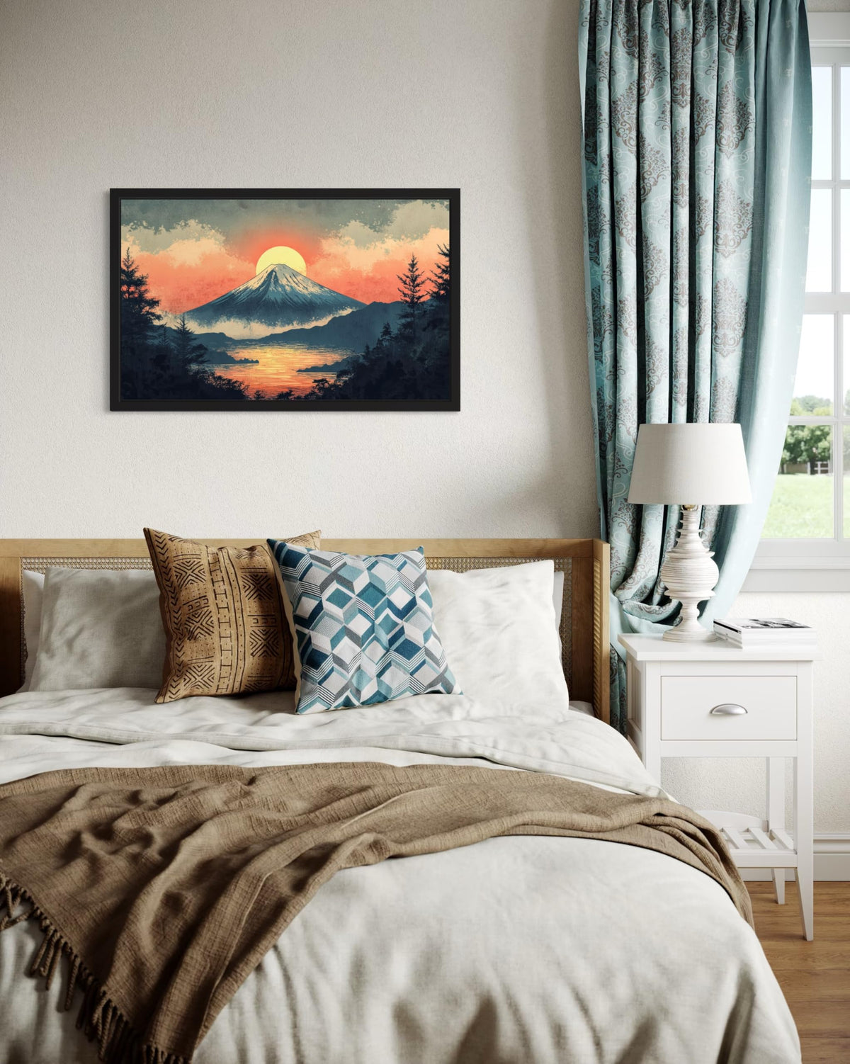 Mount Fuji Sunrise Unframed Wall Art Print Poster (Mount Fuji Sunrise / 36"L x 24"W)