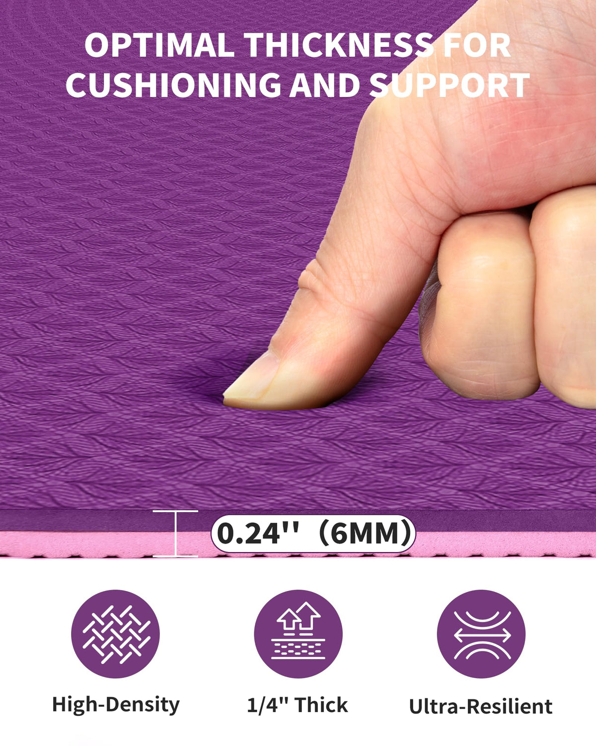 Large Yoga Mat (PURPLE / 6mm)