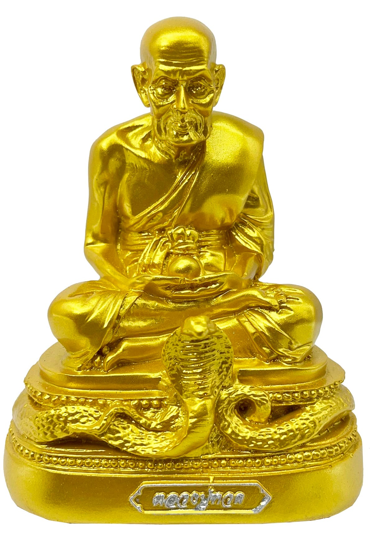 Luang Pu Thuad Buddha Statue Gold Buddha Statue 5" H. Thai Buddhist Saint Thai Buddha Statue Room Decor Home Decor Small Gift Office Gift (Mable White)