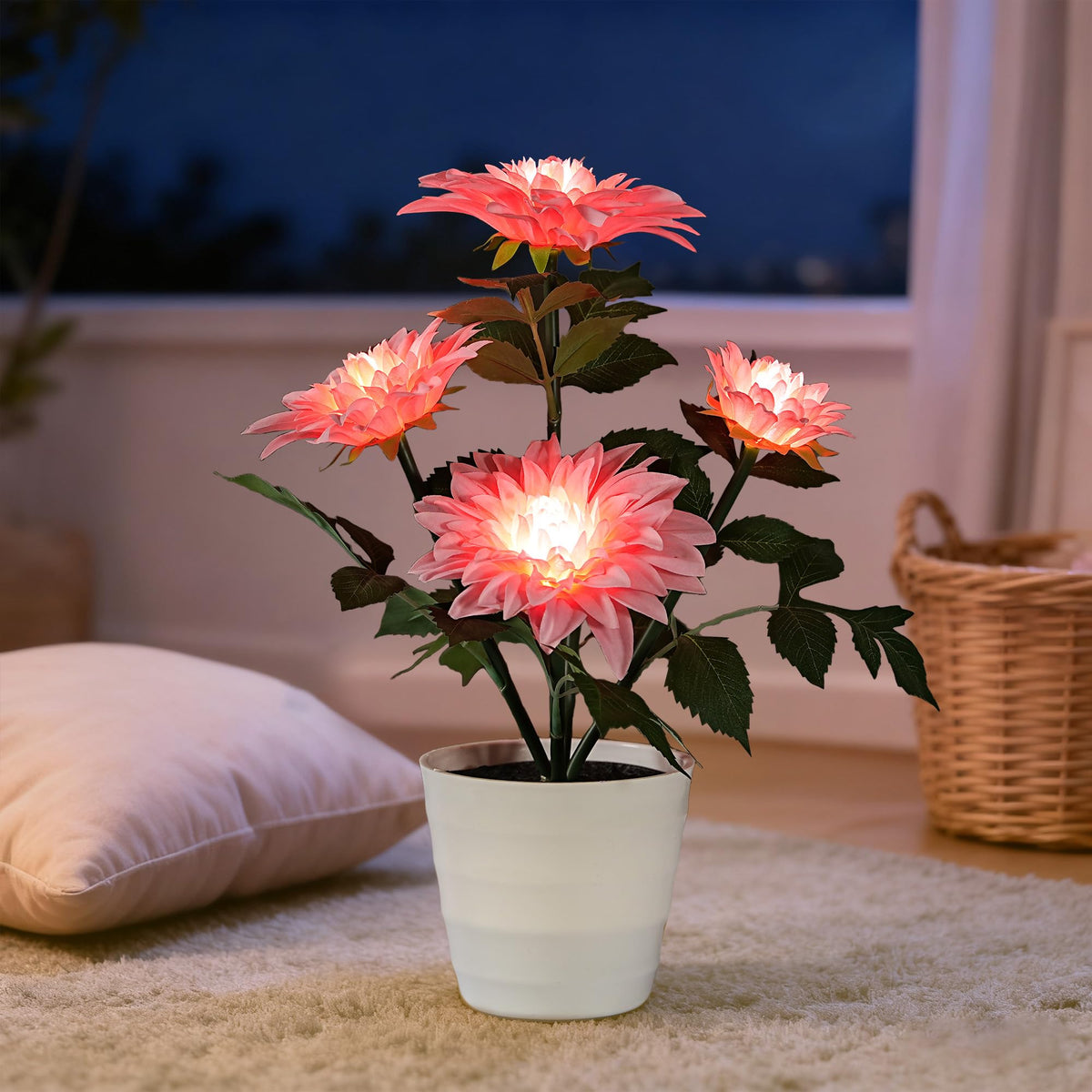 Artificial Pink Dahlia Flower Lamp Light for Bedroom Bar Coffee Shop Wedding Decor (Sunflower-dahlia-pink)