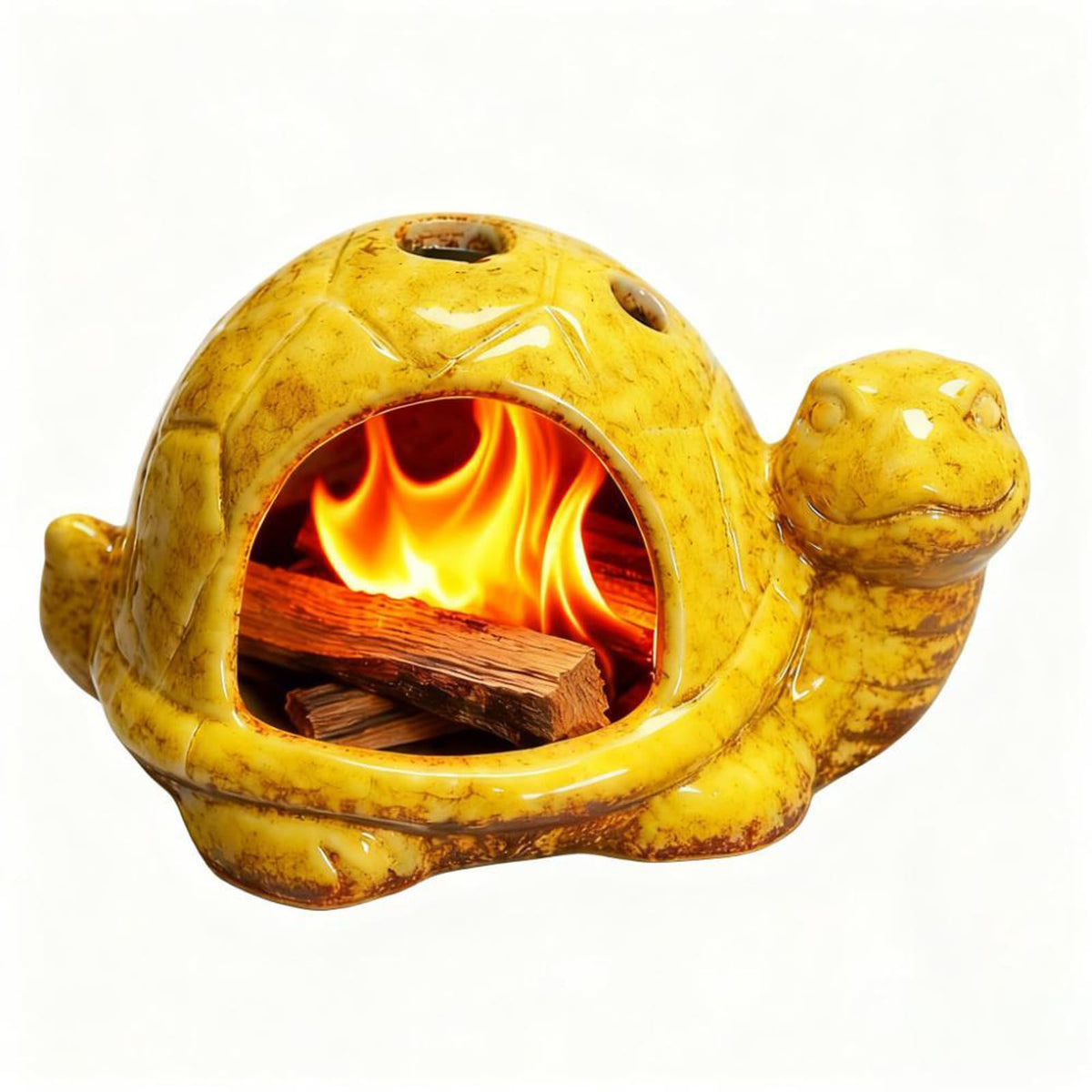 Ceramic Turtle Mini Chiminea (Yellow)