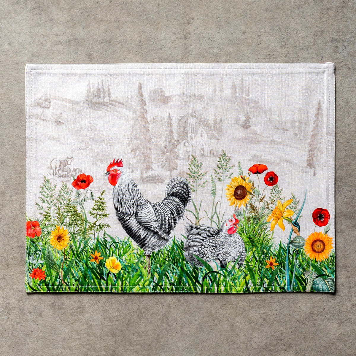 Placemats Set of 4 Reusable 100% Cotton (106 - Basse Cour / 13" X 19" (Pack of 4))