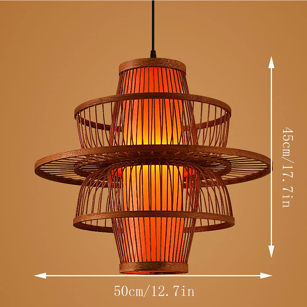 Red Tower Shape Chandelier Lamp Wooden Ceiling Pendant Light (50*45cm)