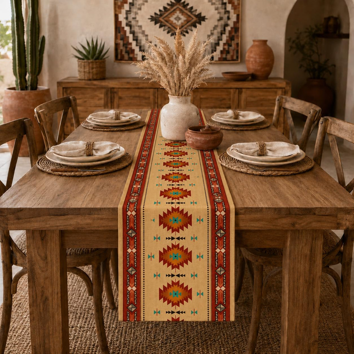 Southwestern Aztec Table Runner (13x90inch / Aztec 4)