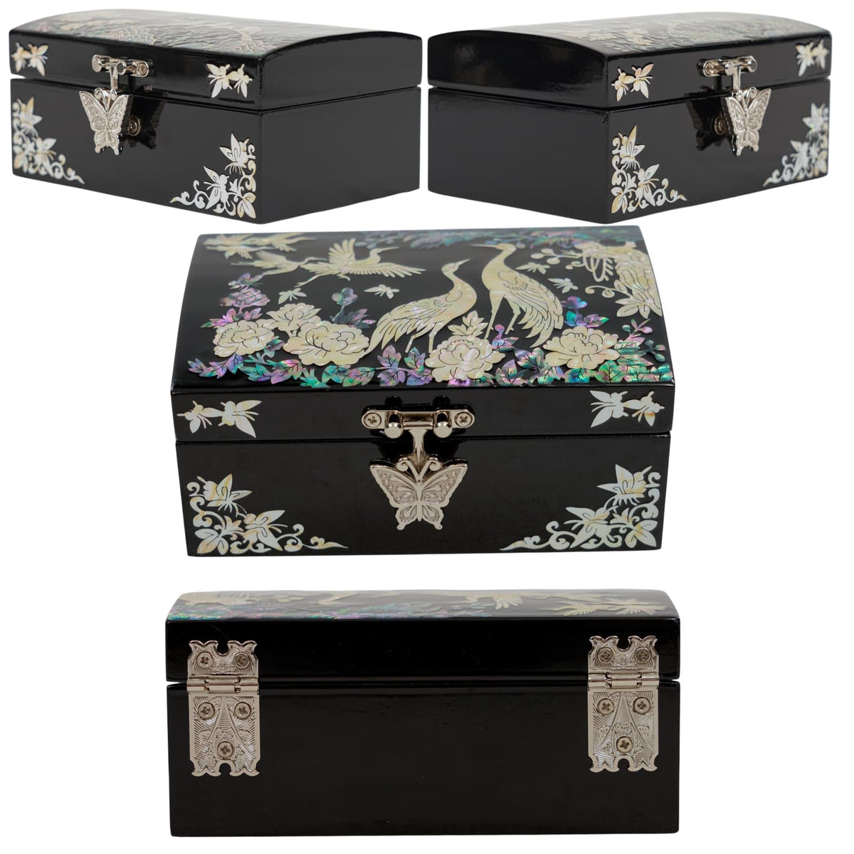 Mother of Pearl Jewelry Box (Cranes in Bloom)