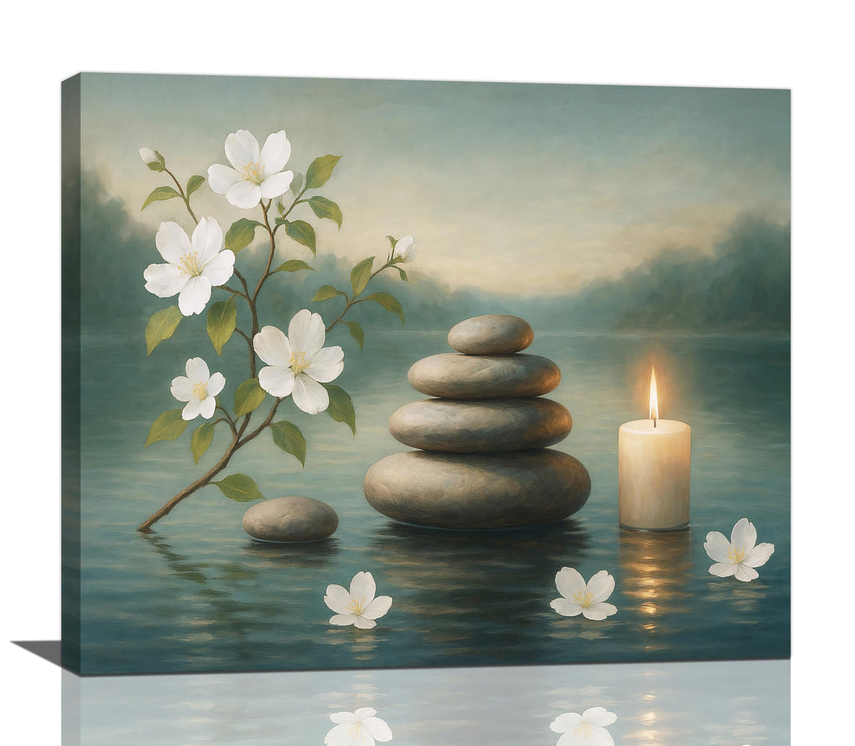 Zen Wall Art Zen Bathroom Wall Decor Spa Room Meditation Peaceful Pictures Decoration Spiritual Stone Canvas Painting Artwork Framed for Bathroom Living Room Bedroom Office 20"x24" (Zen / 24L"×20W")