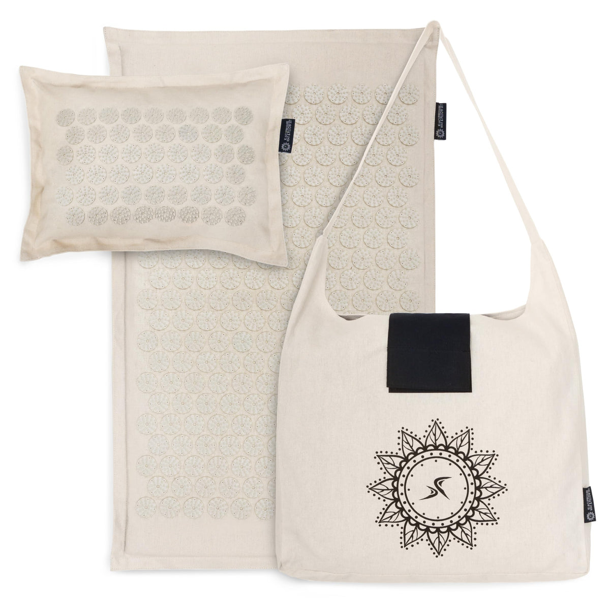 Fit Ki Acupressure Mat and Pillow Set with 100% Natural Linen for Back (Sand Dunes)
