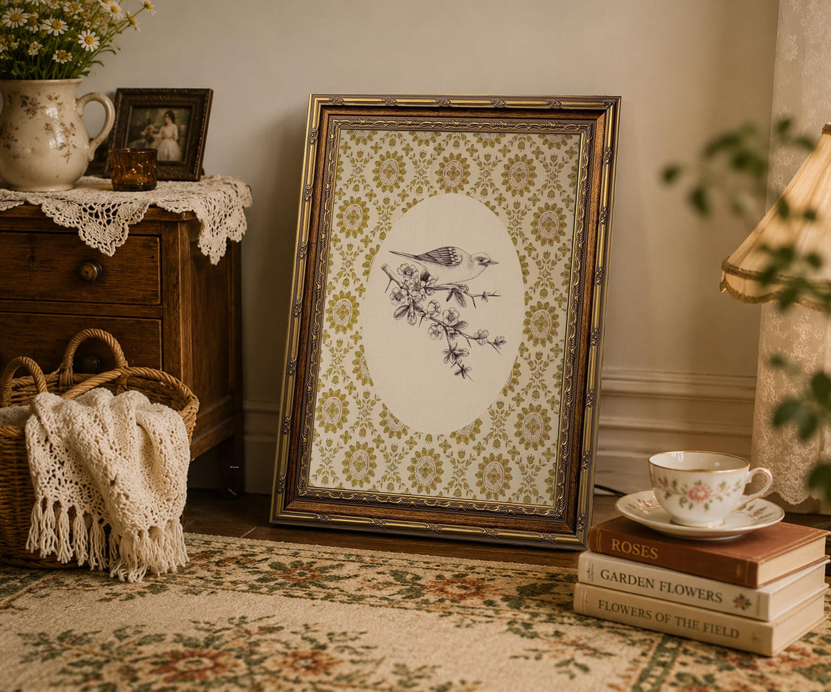 Gold Framed Vintage Bird Wall Art (Bird / 16"L x 24"W)