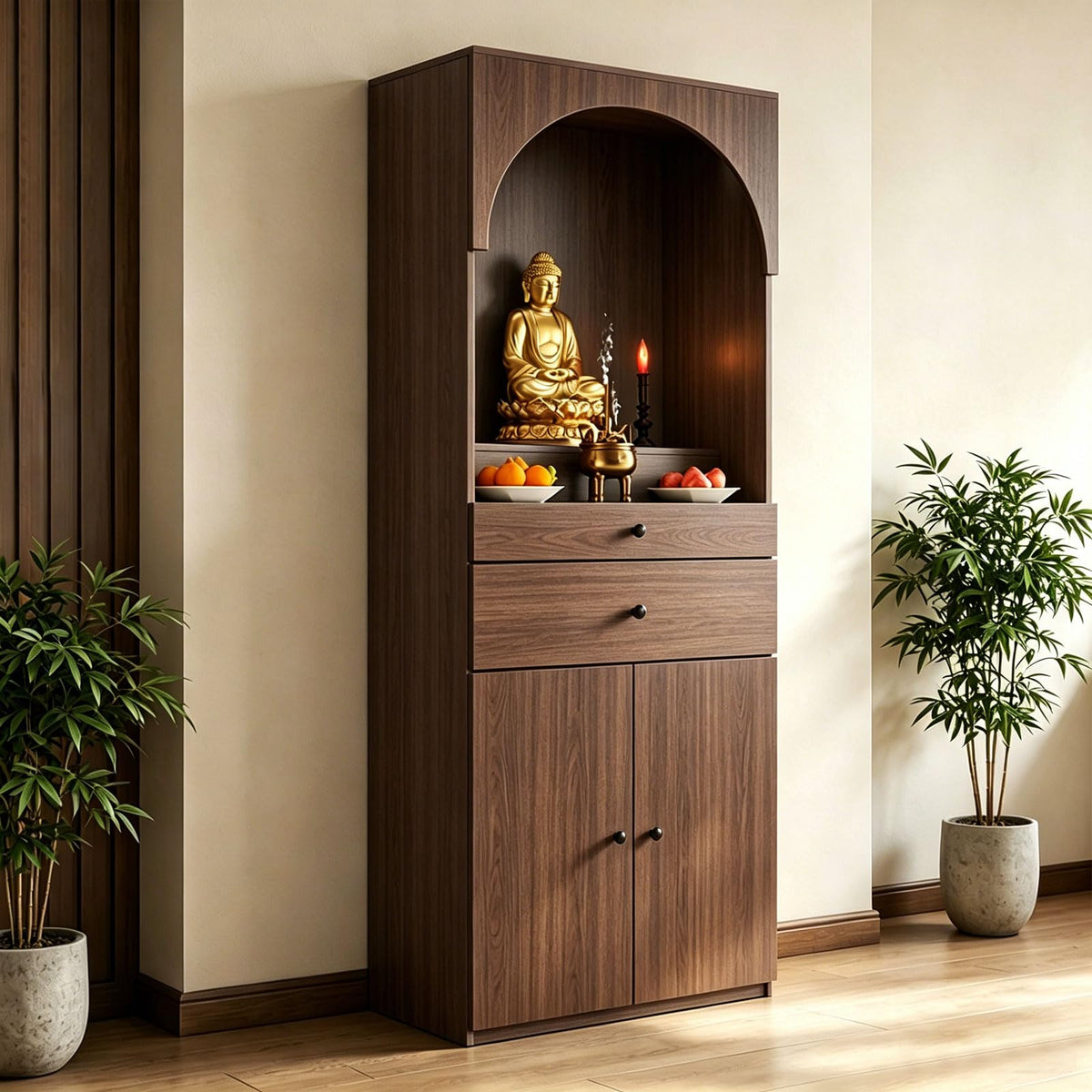 Altar Table Solid Wood (Dark Brown Wood Grain / 35.4×15.7×65.4in)