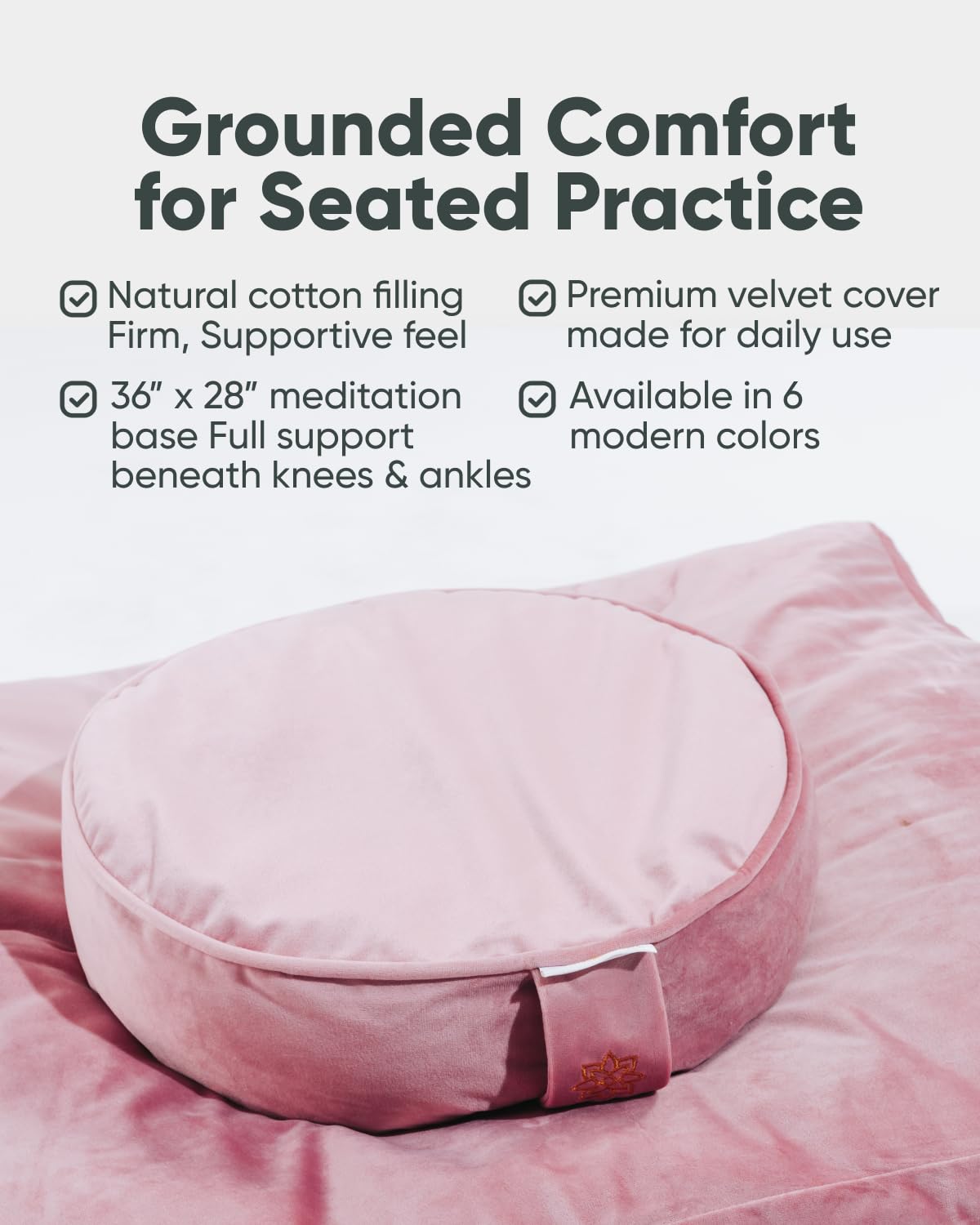 Velvet Zabuton Meditation Mat (Velvet - Pink)