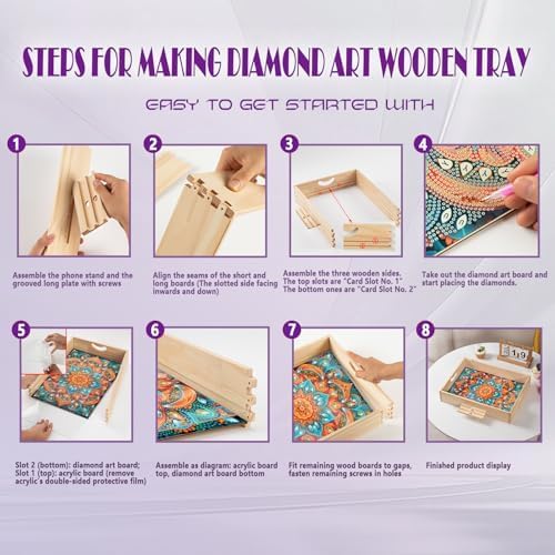 Diamond Art Kits for Adults Wooden Serving Trays with Handles (A1 Mandala)