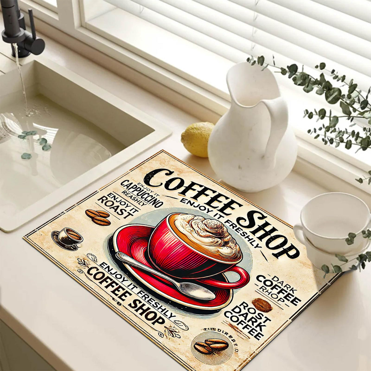 Stove Top Cover 28x20 Coffee Shop Vintage Heat Resistant Mat