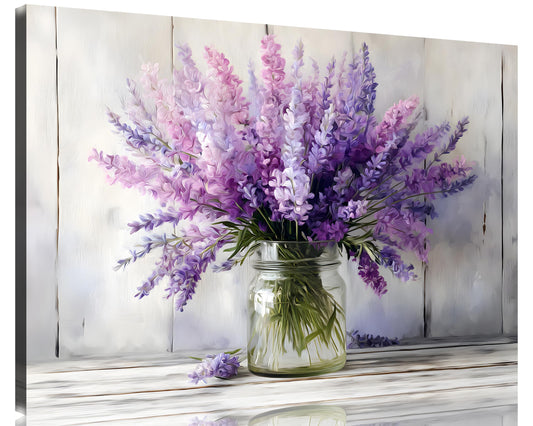 1 Panel Purple Pictures Wall Decor Purple Artwork Lavender Wall Art Country Floral Canvas Prints Botanical Art Watercolor Flower Bathroom Bedroom Decor Painting Ready to Hang 12x18 Inches (18"L x 12"W / Purple Flower 13)