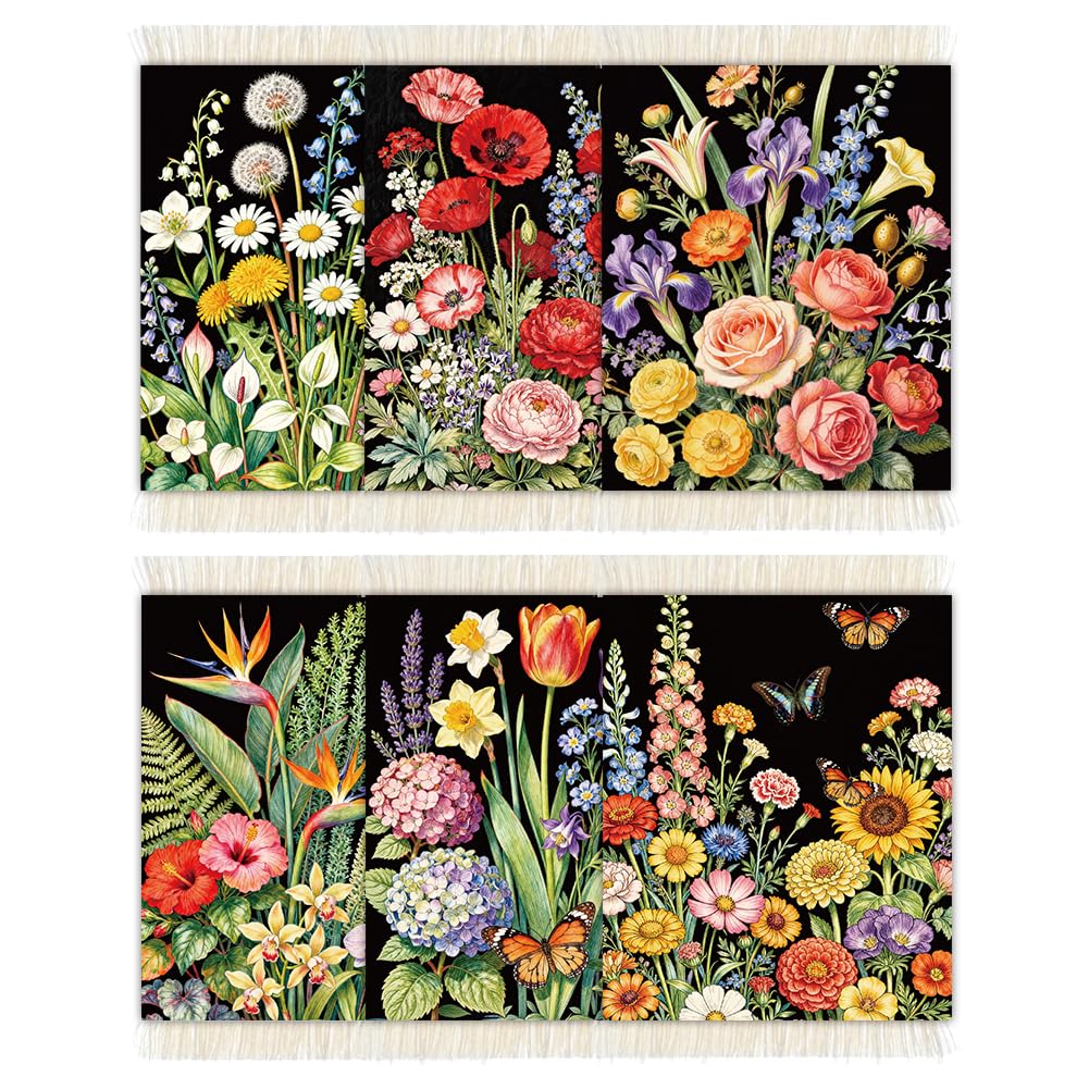 Floral Carpet Coasters Set of 6 for Kitchen Office Home (Floral)