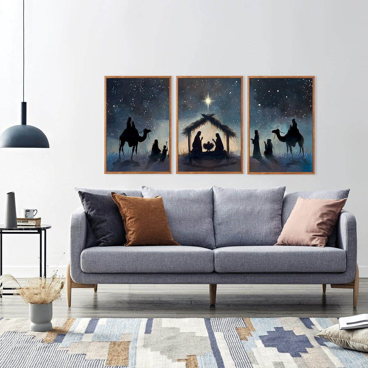 Christian Nativity Framed Canvas Wall Art (Jesus A)