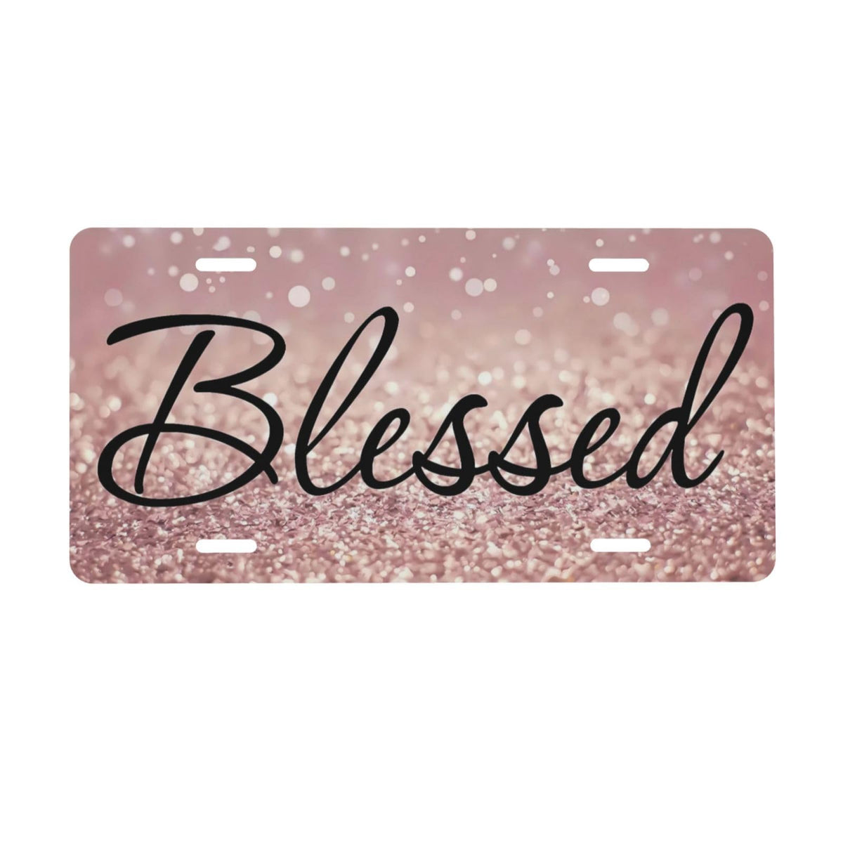Pink Glittery Bling Blessed Rosy Glitter Christian Religious Front License Plate Aluminum Decorative License Plates Metal Car Plate 6"X12" Novelty Vanity Tag Cover with 4 Holes Car Decor Accessory (Red / 6 X 12 Inch)