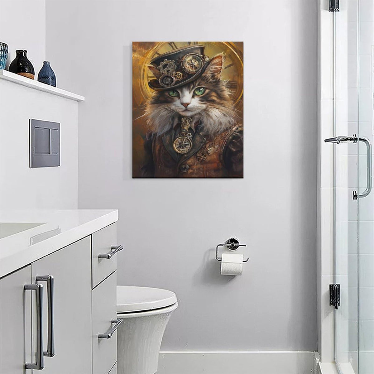 Cat Wall Art Steampunk Pictures Wall Decor (20"L x 16"W / Steampunk Cat)