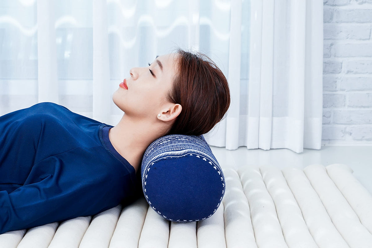 Yoga Bolster 20 x 6 x 6 inches Kapok Roll for Meditation & Massage (Cbt2 - Dark Blue)