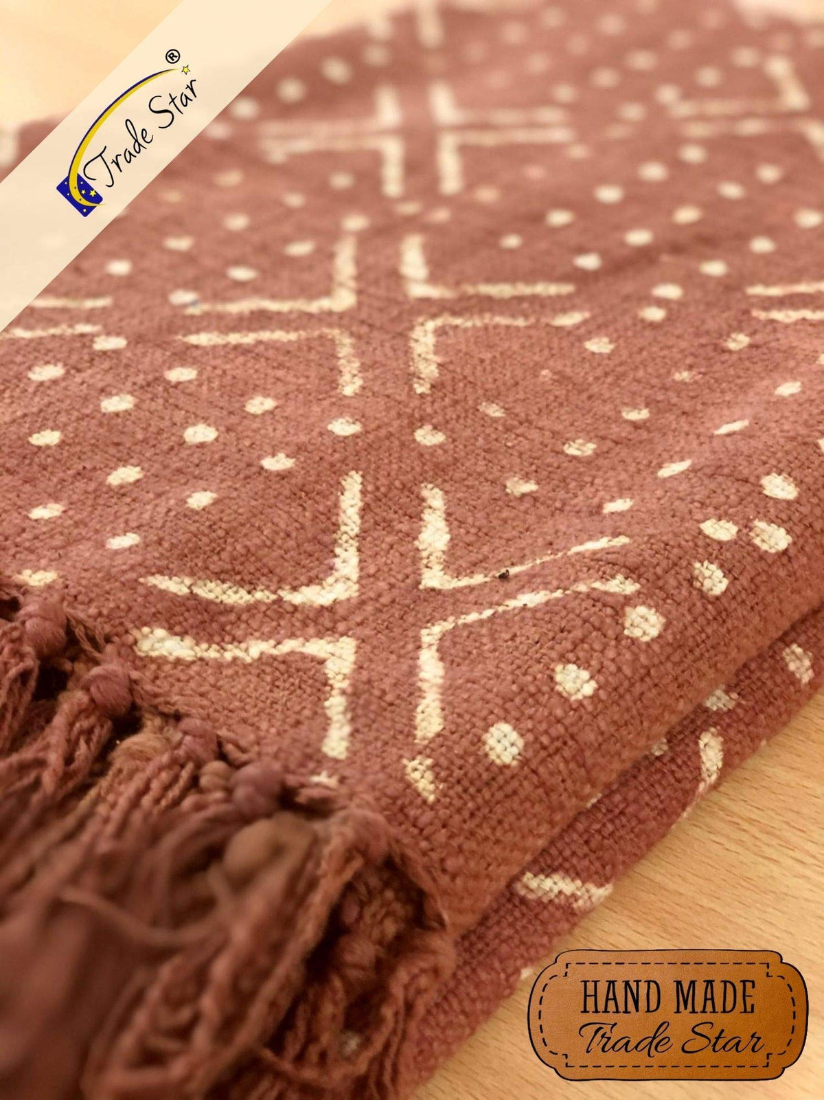 Rust Handblock Printed Throw Blanket (Rust / Nova (120 x 170 Cms))